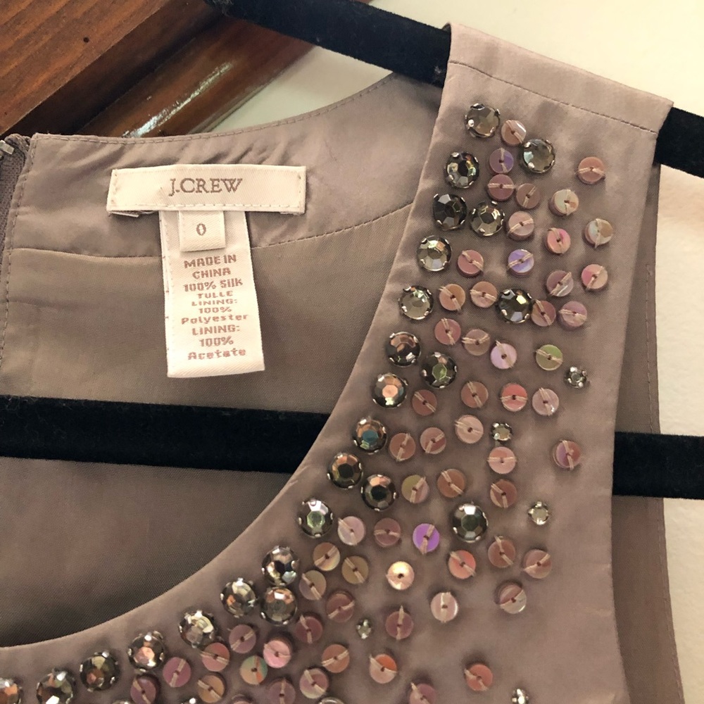 J Crew 100% Silk Taupe Sequin Tank NWOT